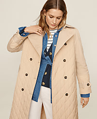 Petite AT Weekend Quilted Mixed Media Trench Coat carousel Product Image 1