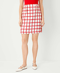Plaid Tweed Button A-Line Skirt carousel Product Image 2