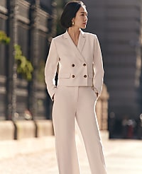 The Tall Cropped Double Breasted Blazer in Textured Stretch carousel Product Image 1