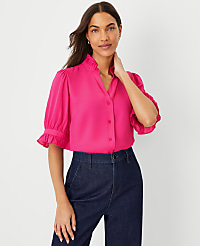 Petite Ruffle Collar Shirt carousel Product Image 1