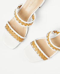 Straw Two Strap Block Heel Sandals carousel Product Image 2