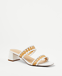 Straw Two Strap Block Heel Sandals carousel Product Image 1