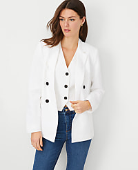 The Tailored Double Breasted Blazer in Linen Blend carousel Product Image 1