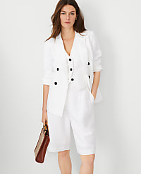 The Tailored Double Breasted Blazer in Linen Blend carousel Product Image 3
