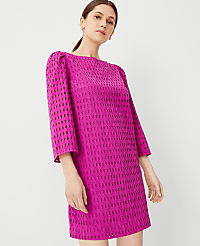 Eyelet Boatneck Shift Dress carousel Product Image 3