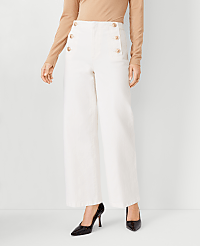 Petite Mariner High Rise Wide-Leg Crop Jeans in Ivory carousel Product Image 2
