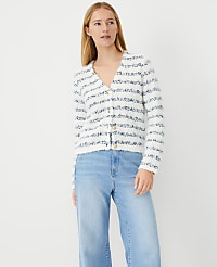 Petite Tweedy V-Neck Sweater Jacket carousel Product Image 1