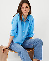 Cropped Linen Shirt carousel Product Image 4