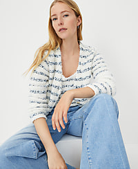 Petite Tweedy V-Neck Sweater Jacket carousel Product Image 3
