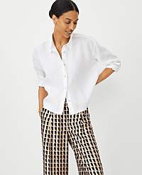 Cropped Linen Shirt carousel Product Image 1