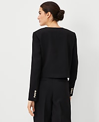 The Cropped V-Neck Jacket in Fluid Crepe carousel Product Image 2