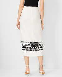 Geo Border Linen Blend Wrap Midi Skirt carousel Product Image 3