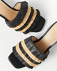 Fringe Straw High Block Heel Sandals carousel Product Image 2