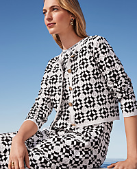 Petite Geo Crochet Cardigan carousel Product Image 1