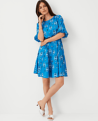 Floral Boatneck Flare Dress carousel Product Image 1