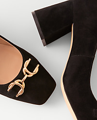 Chain Suede Block Heel Pumps carousel Product Image 2