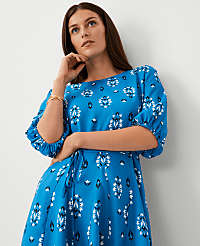 Floral Boatneck Flare Dress carousel Product Image 3