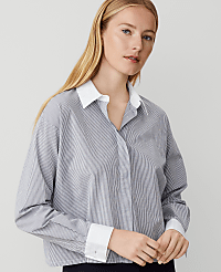 Weekend Collection Striped Cotton Blend Shirt carousel Product Image 4