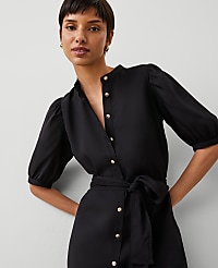 Petite Stand Collar Belted Midi Shirtdress carousel Product Image 3