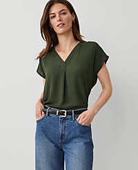 Mixed Media Pleat Front Top carousel Product Image 1