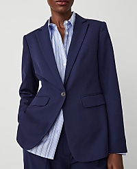 The Long One Button Notched Blazer in Textured Drape carousel Product Image 3