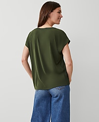 Mixed Media Pleat Front Top carousel Product Image 2