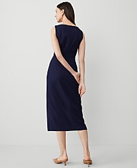 The Petite Boatneck Wrap Sheath Dress in Textured Drape carousel Product Image 2