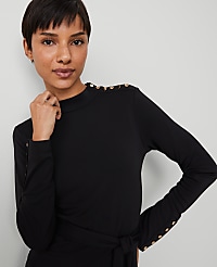 Mock Neck Belted Column Knit Midi Dress carousel Product Image 3