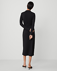 Mock Neck Belted Column Knit Midi Dress carousel Product Image 2