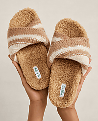 Haven Well Within Faux Sherpa Sweater Stripe Slide carousel Product Image 3