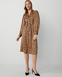 Animal Print Tie Neck Midi Dress carousel Product Image 1