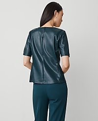 Faux Leather Peplum Top carousel Product Image 2