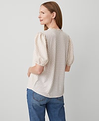 Petite Mixed Media Ruffle Neck Top carousel Product Image 2