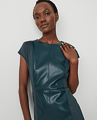 Faux Leather Mixed Media Dress carousel Product Image 3
