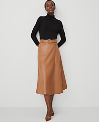 Faux Leather Belted Wrap Skirt carousel Product Image 2