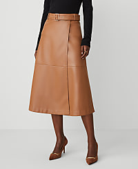 Faux Leather Belted Wrap Skirt carousel Product Image 3