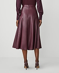 Petite Faux Leather Pleated Midi Skirt carousel Product Image 3