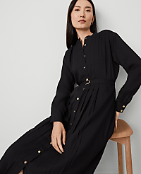Pleated Belted Midi Shirtdress carousel Product Image 3