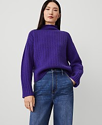 Cashmere Waffle Stitch Roll Neck Sweater carousel Product Image 1