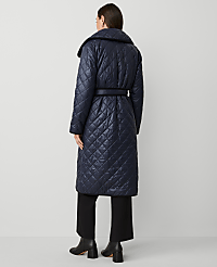Petite Weekend Collection Quilted Drape Collar Belted Puffer Coat carousel Product Image 2