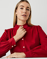 Weekend Collection Corduroy Ruffle Neck Shirt carousel Product Image 3