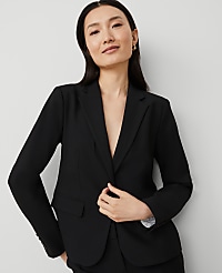The Petite Notched Single Button Blazer in Seasonless Stretch carousel Product Image 4