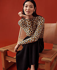 Animal Print Mock Neck Top carousel Product Image 1