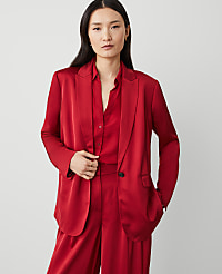 The Petite Longline Blazer in Satin carousel Product Image 1