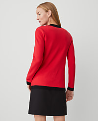 Petite Contrast Trim Boyfriend Cardigan carousel Product Image 2