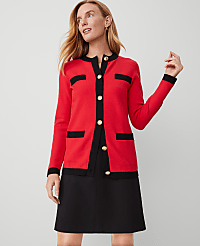 Petite Contrast Trim Boyfriend Cardigan carousel Product Image 1