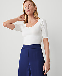 Scoop Neck Elbow Sleeve Tee carousel Product Image 1