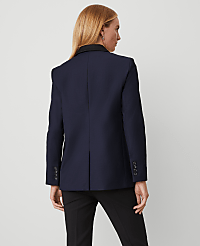 The Longline Tuxedo Blazer in Bi-Stretch Twill carousel Product Image 3