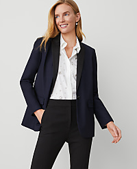 The Longline Tuxedo Blazer in Bi-Stretch Twill carousel Product Image 2