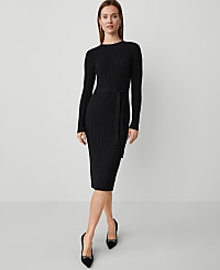 Petite Ribbed Belted Column Sweater Dress carousel Product Image 1